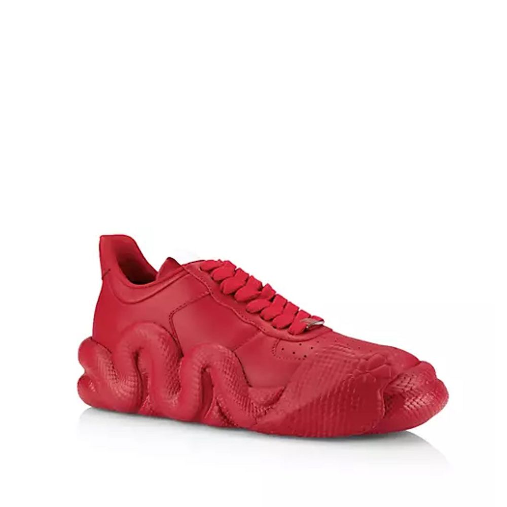 Red Calfskin Chunky Sneakers