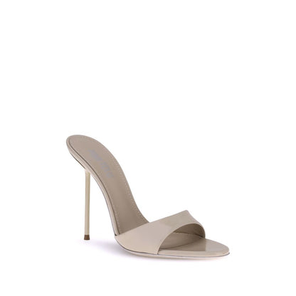 Beige Calf Leather Bos Taurus Stiletto Heel Sandals