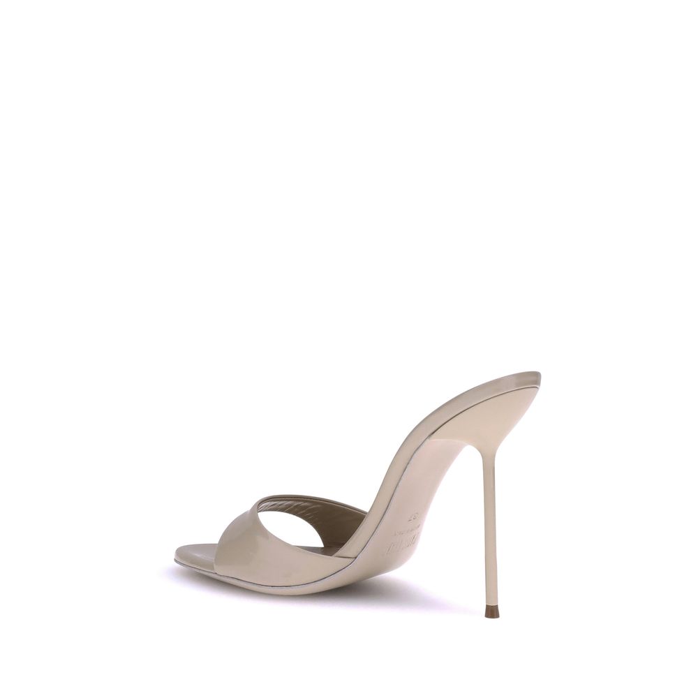 Beige Calf Leather Bos Taurus Stiletto Heel Sandals