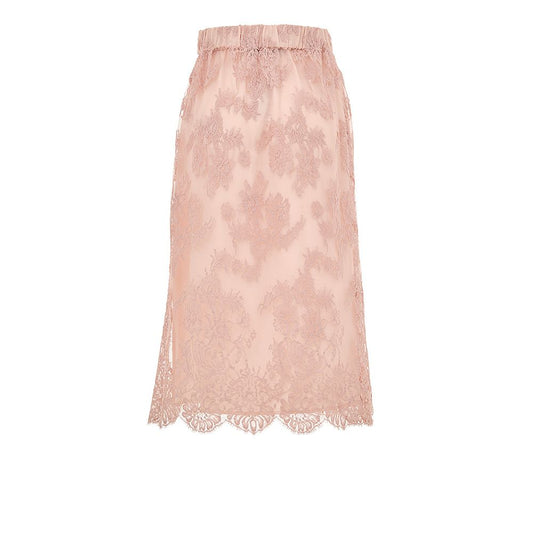 Pink Cotton Midi Skirt