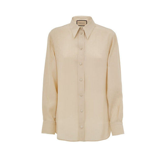 Beige Silk Pattern Shirt