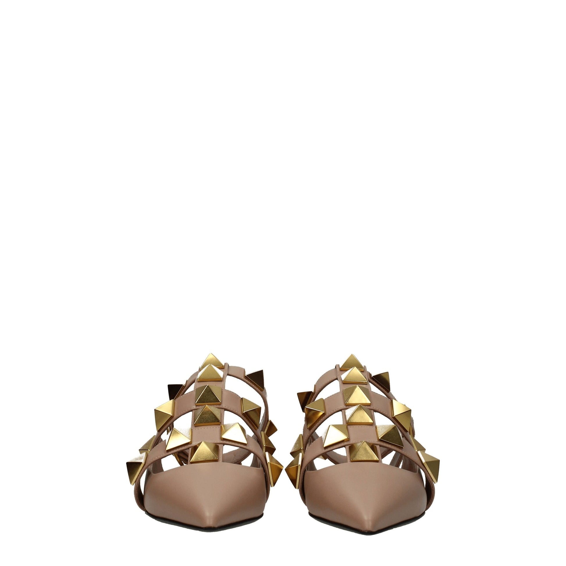 Pink Leather Flat Sandals