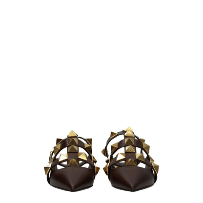 Brown Leather Flat Sandals