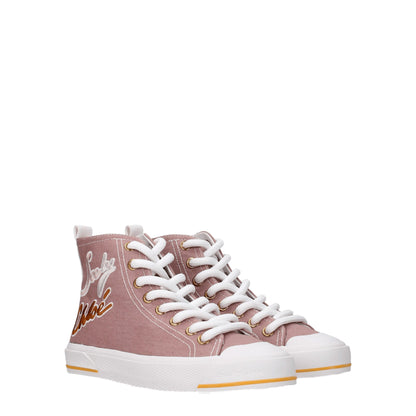 Pink Fabric High Top Sneakers