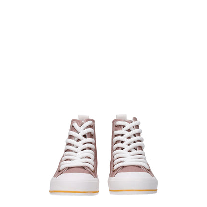 Pink Fabric High Top Sneakers