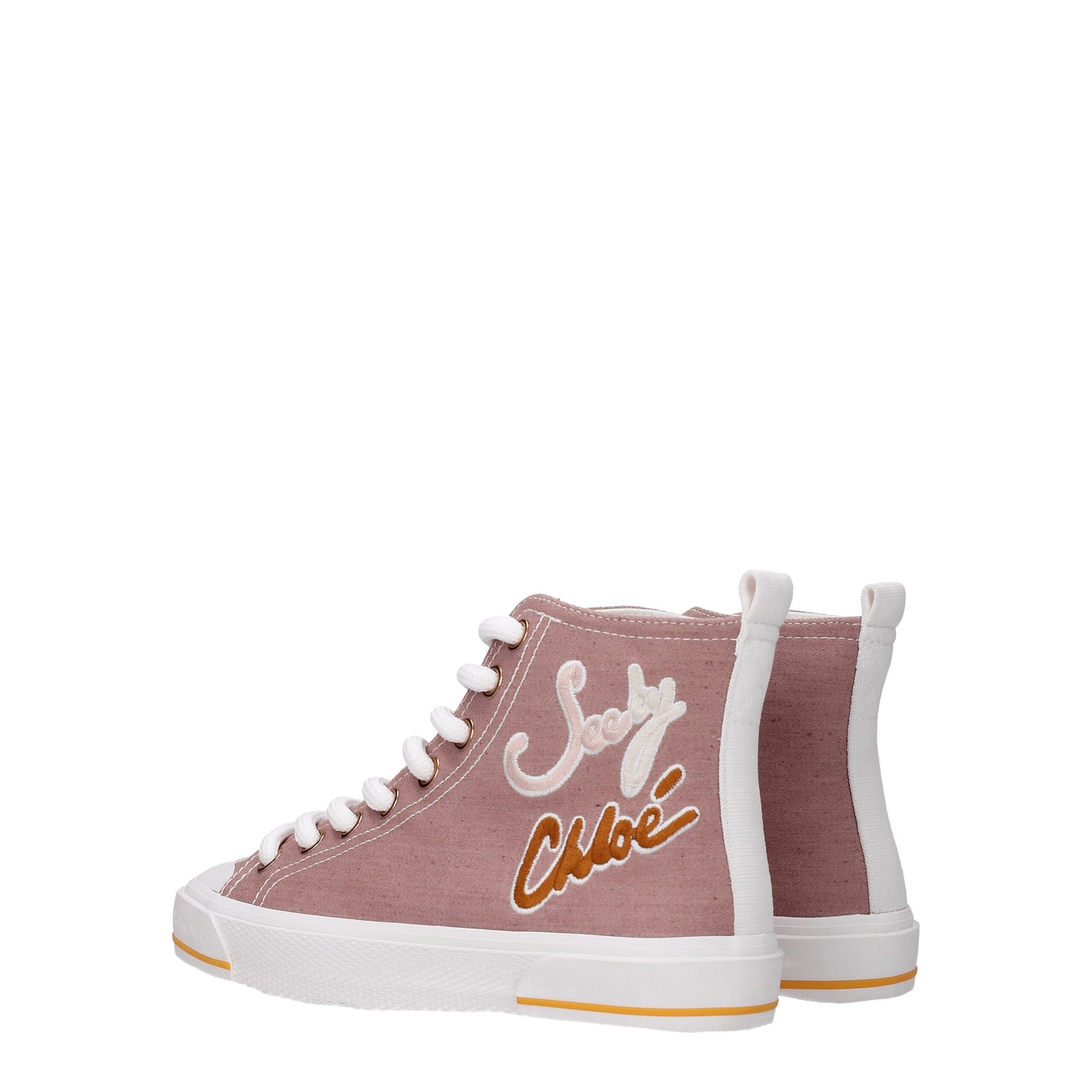 Pink Fabric High Top Sneakers