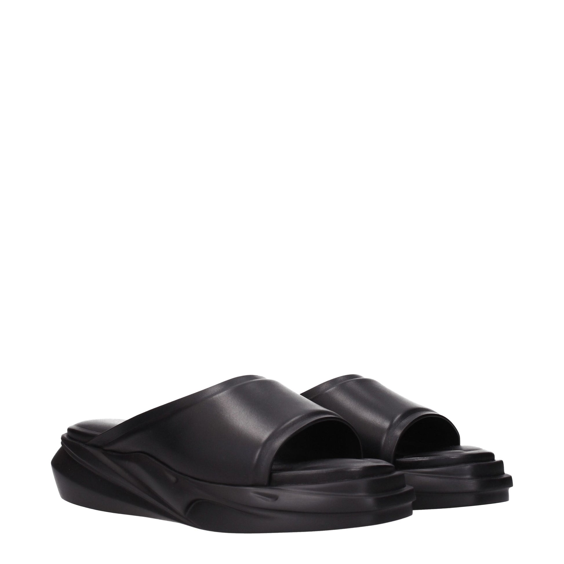 Black Leather Slippers