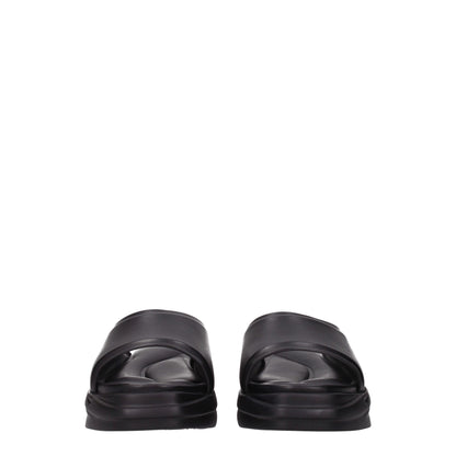 Black Leather Slippers