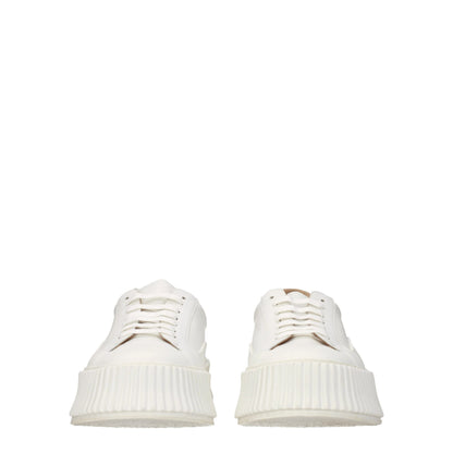 White Leather Platform Sneakers