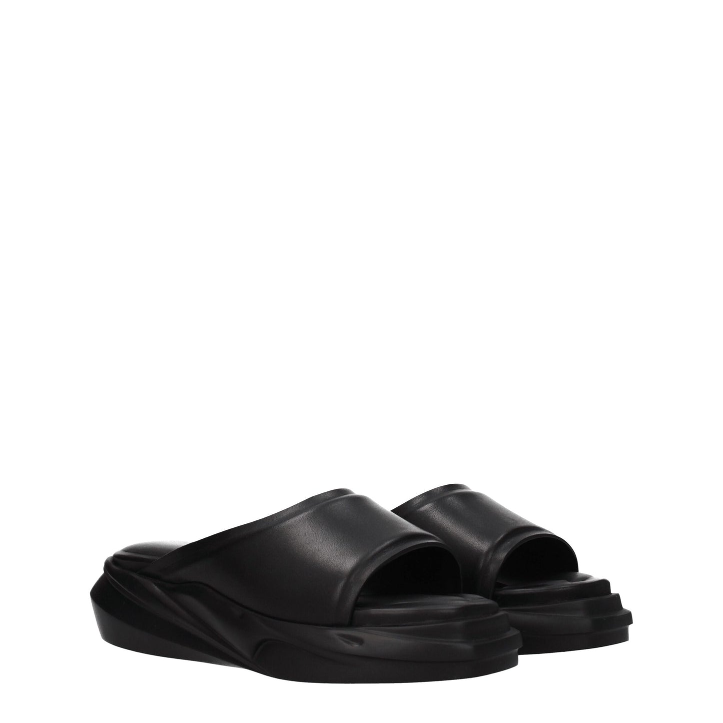 Black Leather Slippers