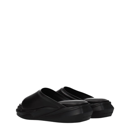 Black Leather Slippers