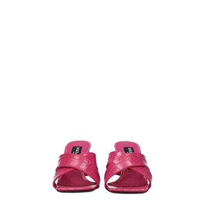 Pink Leather Platform Sandals