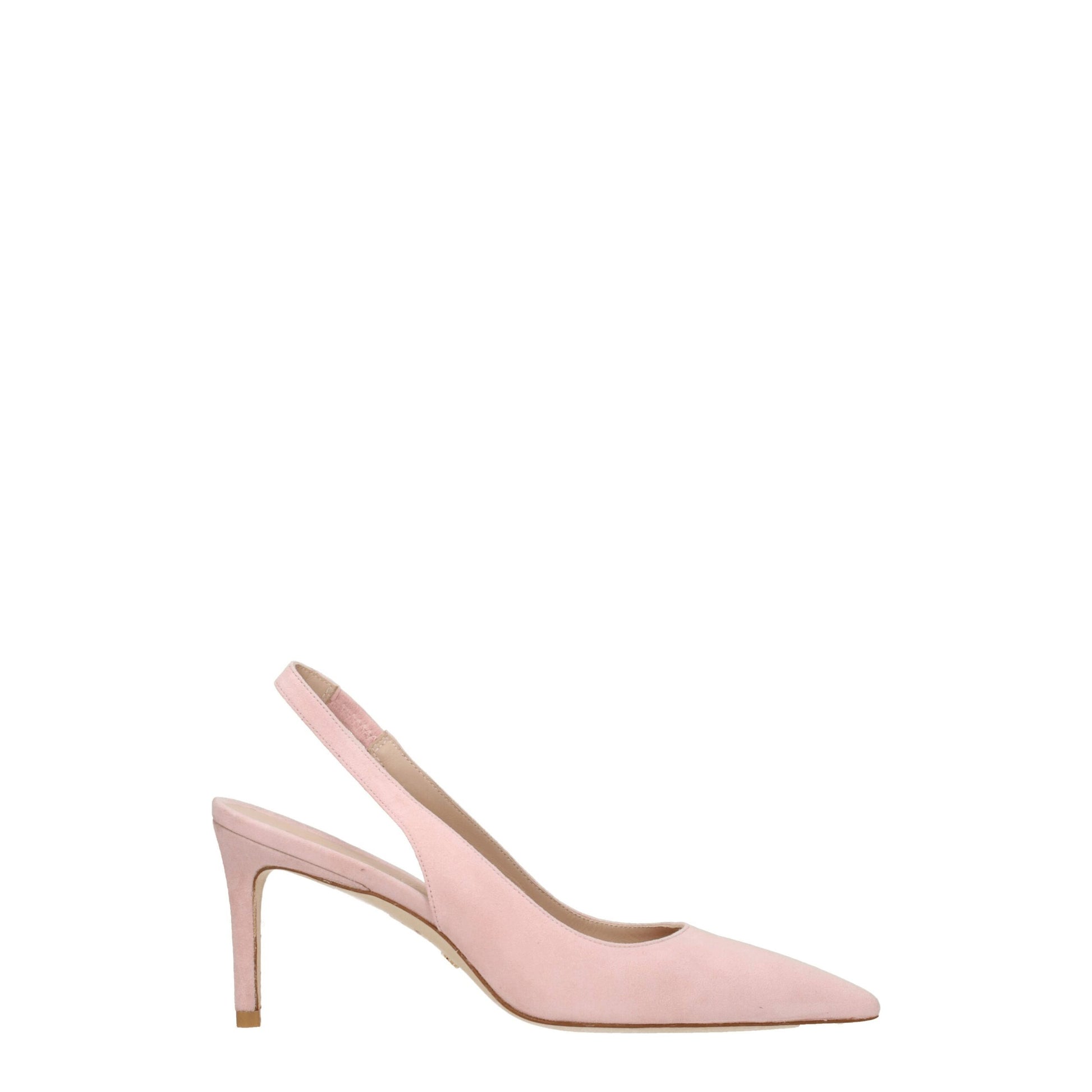 Pink Leather Mid Heel Pumps