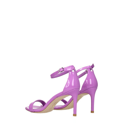 Purple Leather Stiletto Heel Sandals