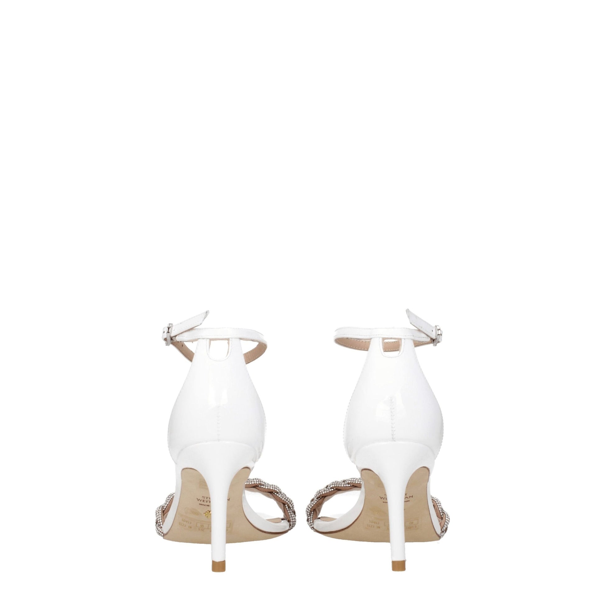 White Leather Stiletto Heel Sandals