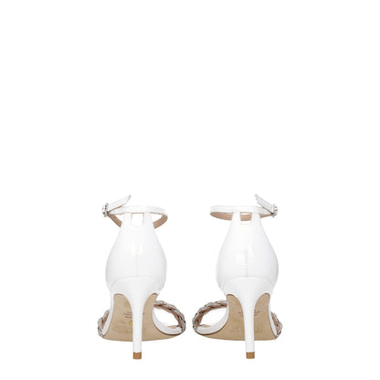 White Leather Stiletto Heel Sandals