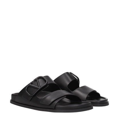 Black Leather Slippers