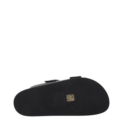 Black Leather Slippers