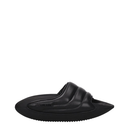 Black Leather Slippers