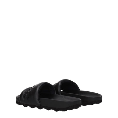 Black Leather Slippers