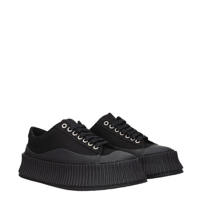 Black Fabric Chunky Sneakers