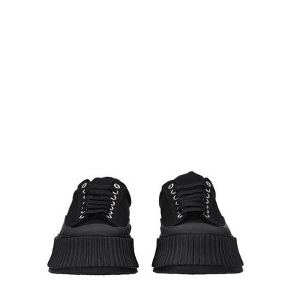 Black Fabric Chunky Sneakers