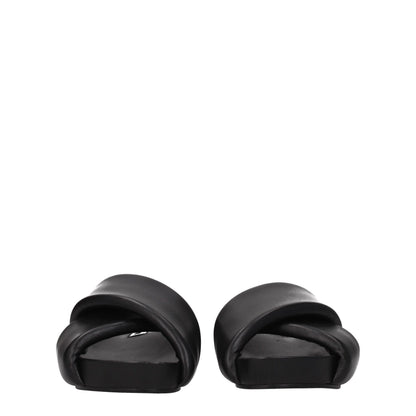 Black Leather Slippers