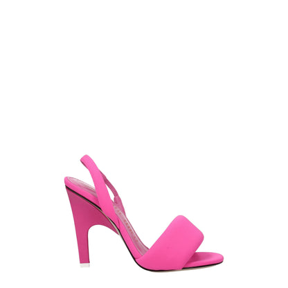 Pink Fabric Stiletto Heel Sandals