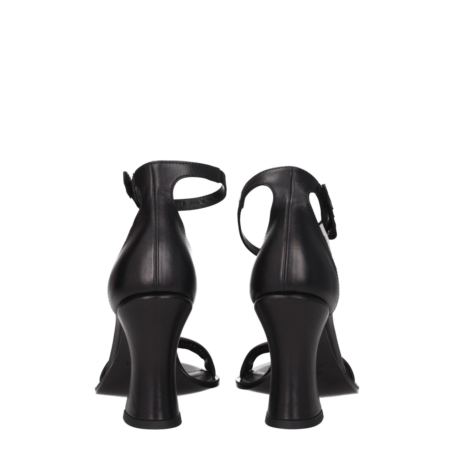 Black Leather Flat Sandals