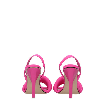 Pink Fabric Stiletto Heel Sandals