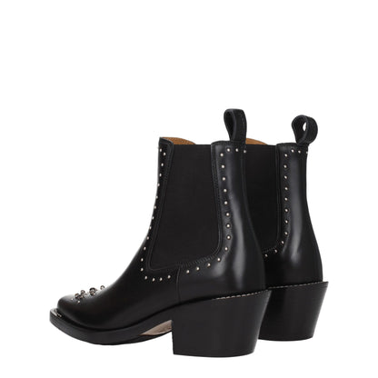 Black Leather Ankle Boots
