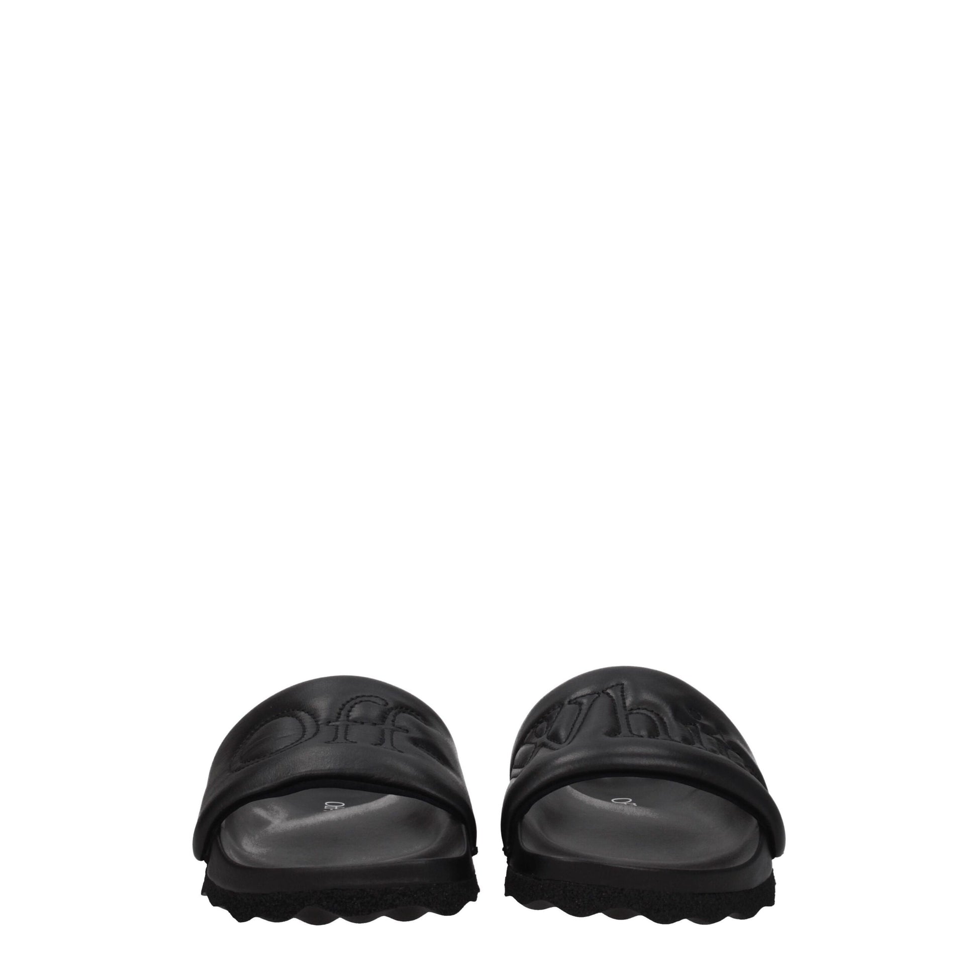 Black Leather Slippers