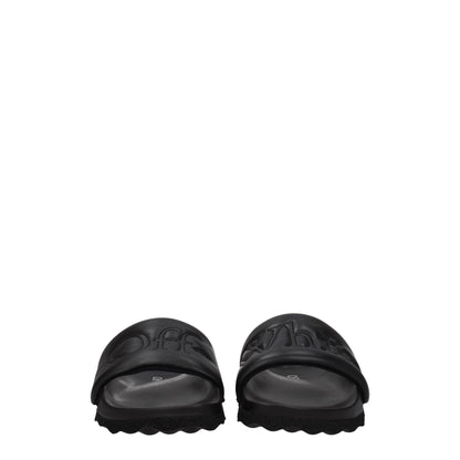 Black Leather Slippers
