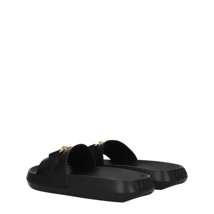 Black Leather Slippers