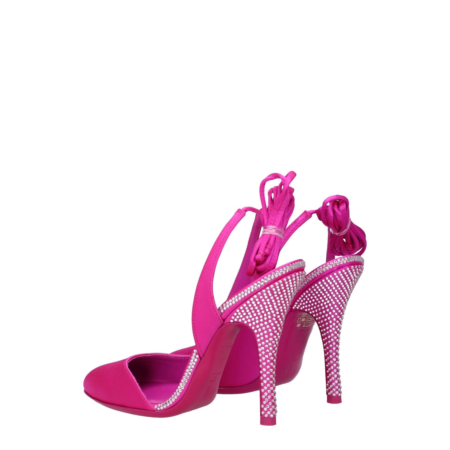 Pink Satin Stiletto Heel Sandals