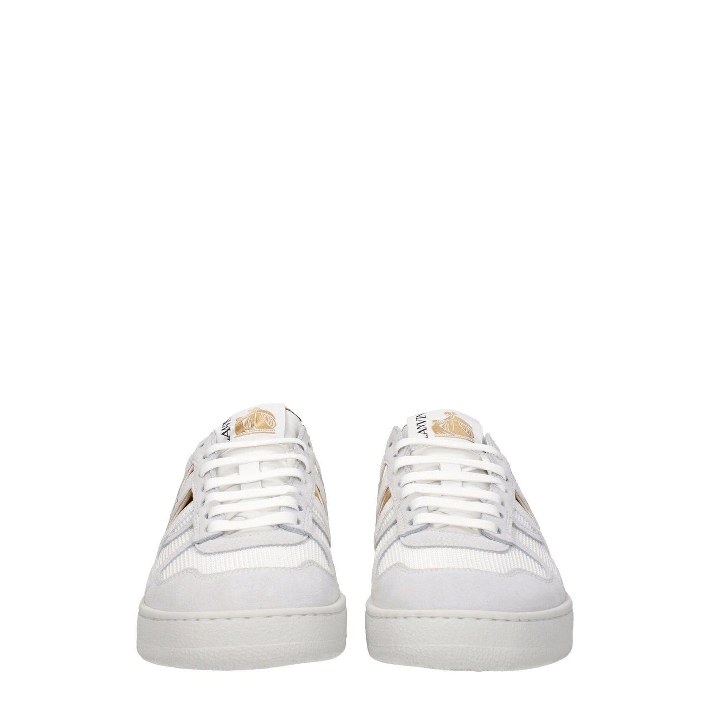 White Fabric Low Top Sneakers