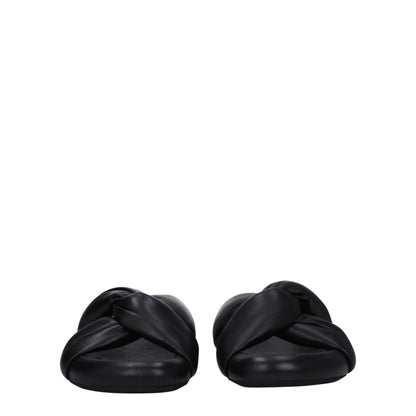 Black Leather Slippers