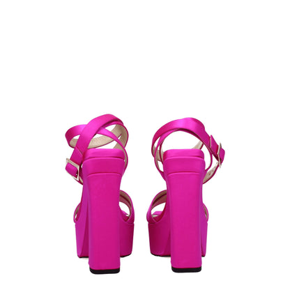 Pink Satin Platform Sandals