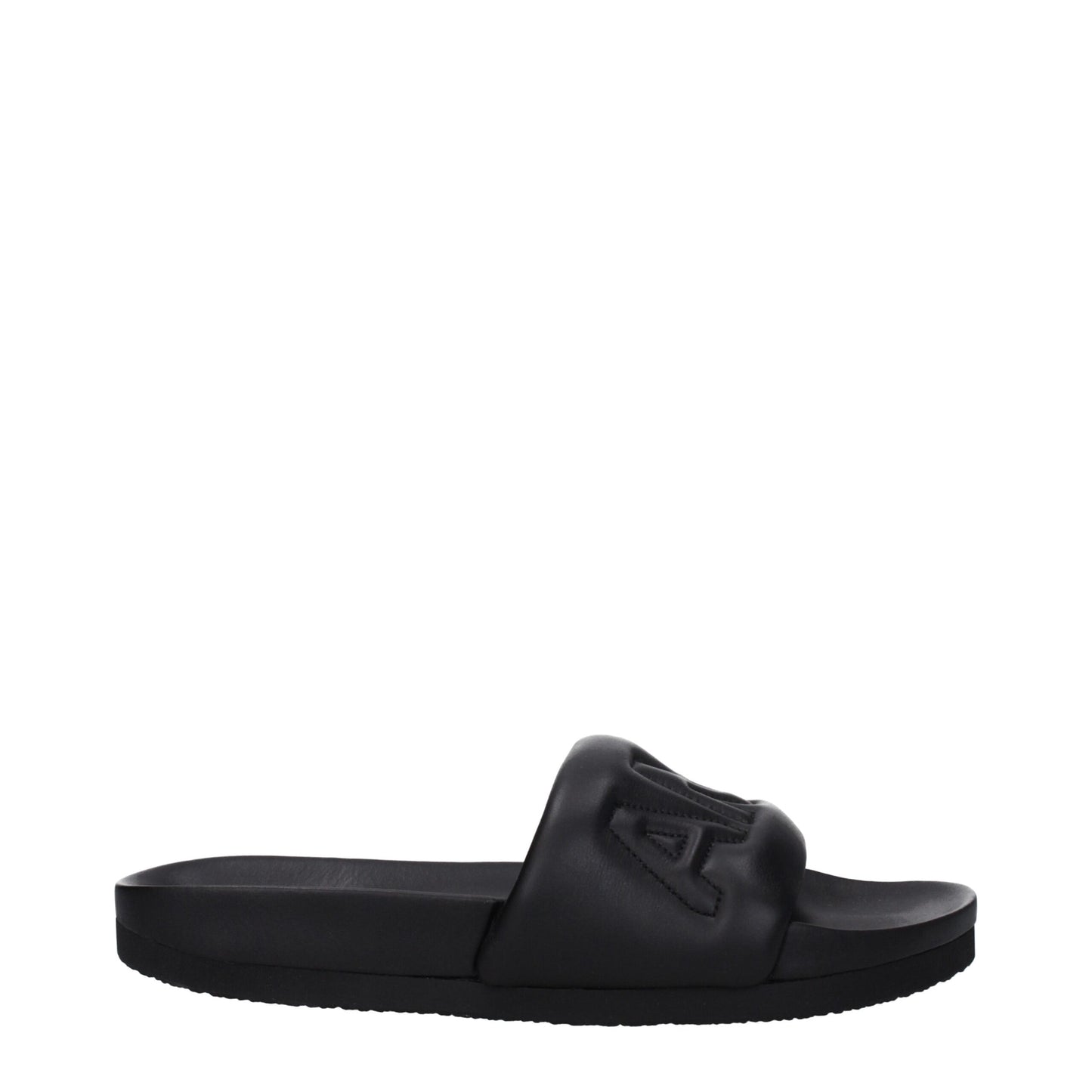 Black Leather Slippers