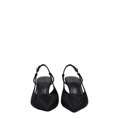 Black Fabric High Heel Pumps