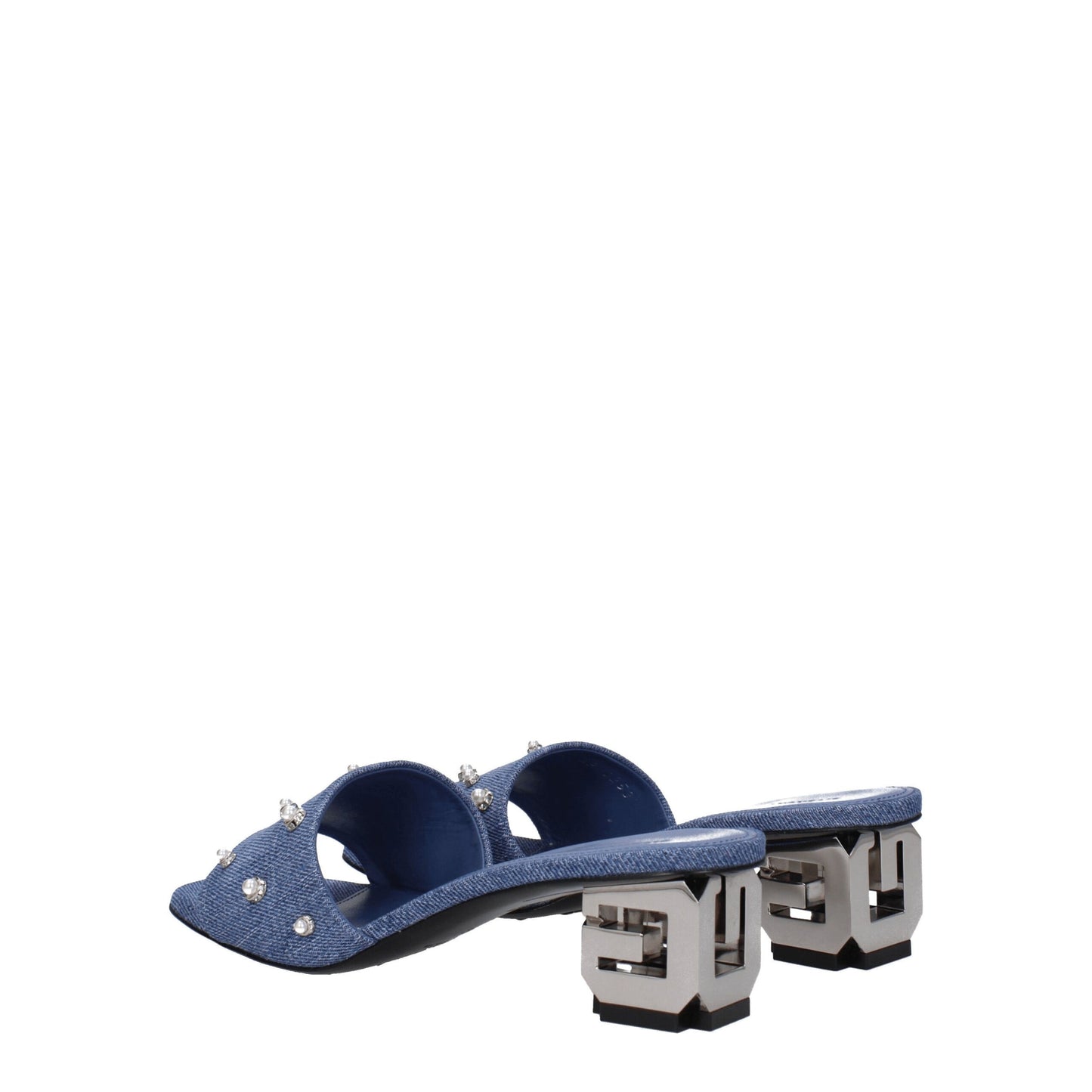 Blue Fabric Flat Sandals