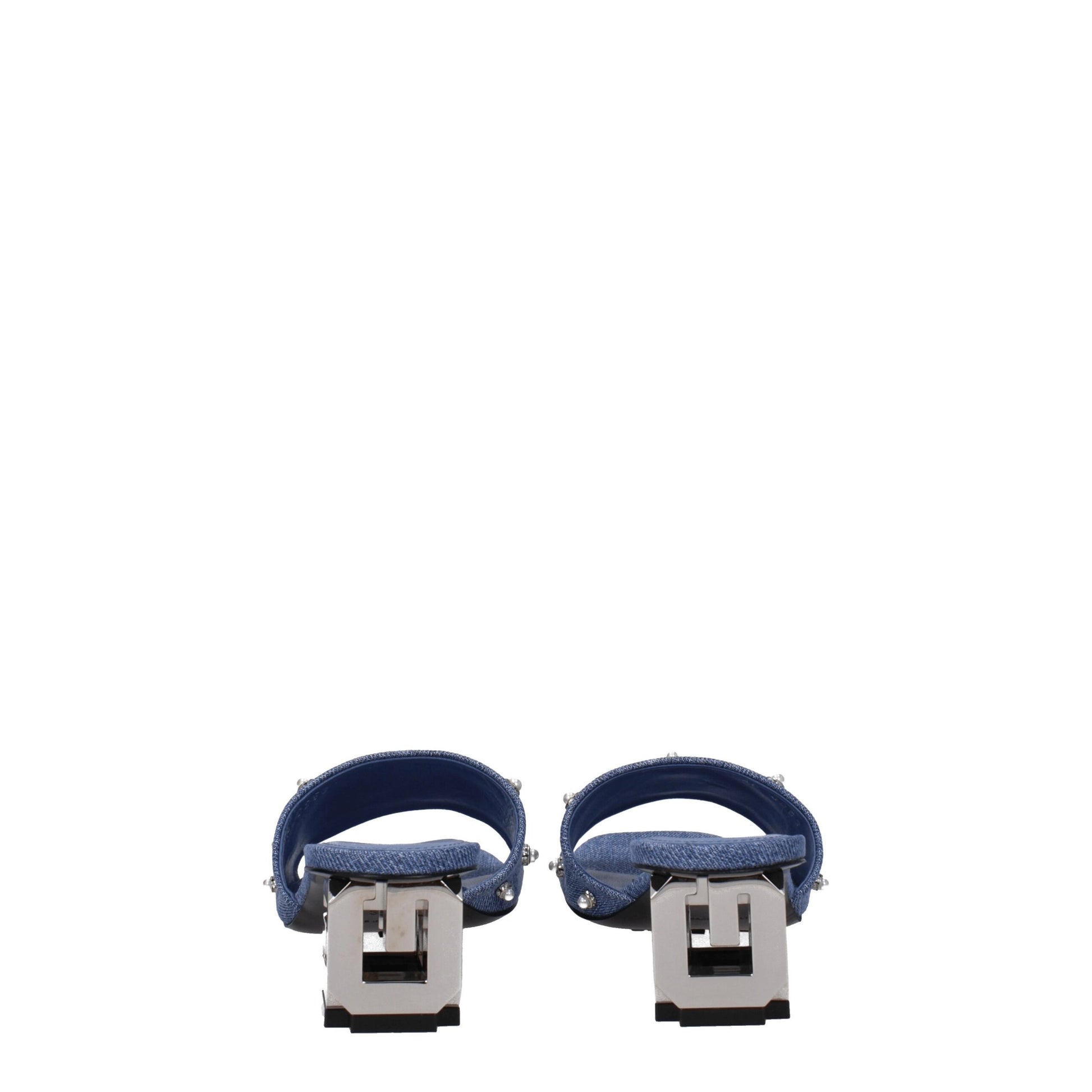 Blue Fabric Flat Sandals