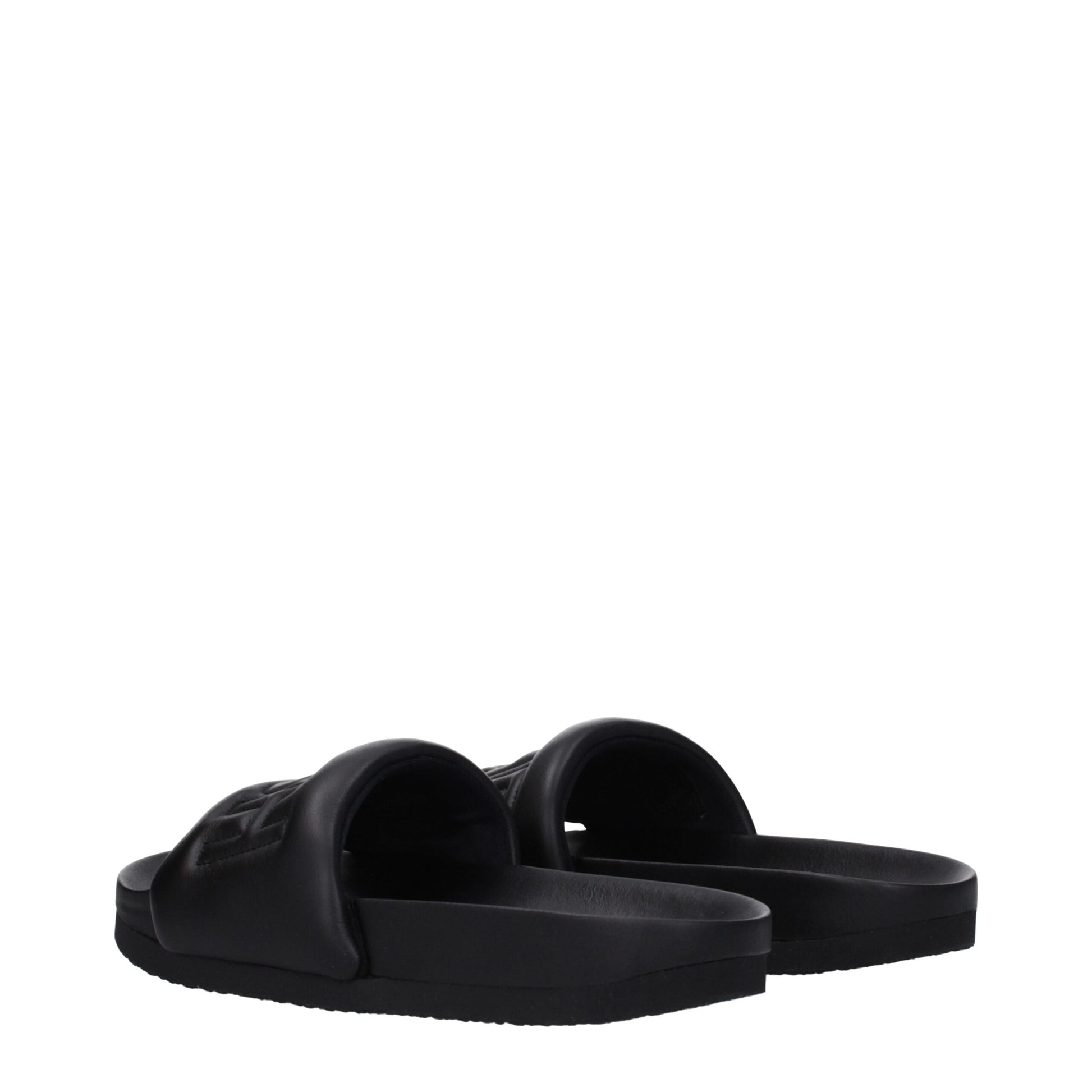 Black Leather Slippers