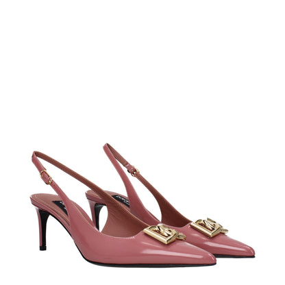 Pink Leather High Heel Pumps