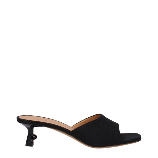 Black Linen Flat Sandals