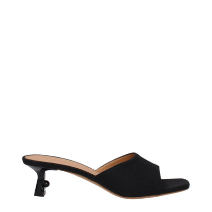 Black Linen Flat Sandals