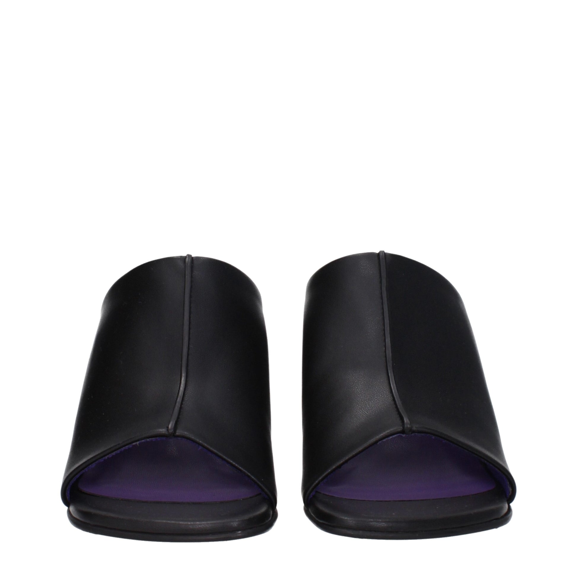 Black Leather Stiletto Heel Sandals