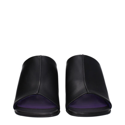 Black Leather Stiletto Heel Sandals