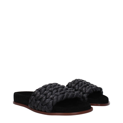 Black Leather Slippers