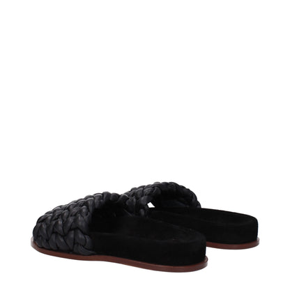 Black Leather Slippers